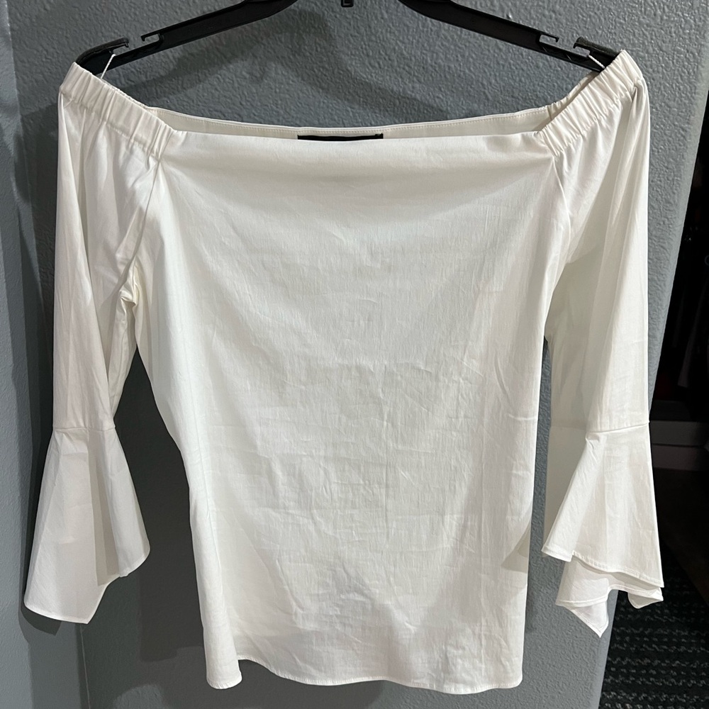 White House Black Market Cream Off-Shoulder Blouse